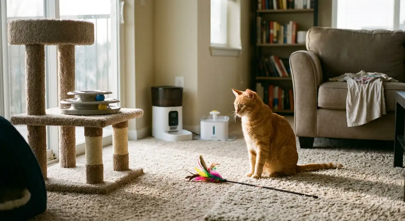 How to Keep an Indoor Cat Busy While You're at Work